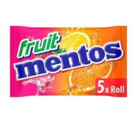 Mentos - Fruits - 1 paquet de 5 rouleaux - Rouleau de bonbons - Mélange de fruits (fraise, pomme, orange et citron) - Emballé en rouleau - Emballage individuel - Arômes naturels