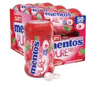 Mentos Gomme sans sucre avec xylitol, fraise, flacon de 50 pièces (lot de 6)