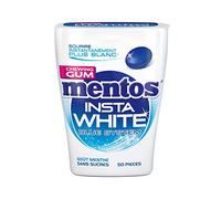 MENTOS GUM Chewing Gum Bottle Insta White Parfum Menthe Blancheur sans Sucres Haleine Fraîche Sourire Éclatant Boite de 50 Dragées 75 g