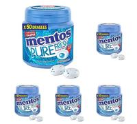 MENTOS GUM Chewing-Gum Mentos Pure Fresh Parfum Fresh Mint - Chewing-Gum Sans Sucres - Dure Longtemps - Haleine Fraîche - Boîte de 50 Dragées 100 g (Lot de 5)