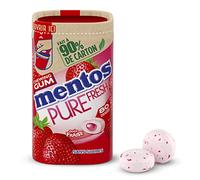 MENTOS GUM - Chewing-Gum Pure Fresh Fraise - Chewing-Gum Sans Sucres - Parfum Fraise Ultra Gourmand - Dure Longtemps - Boîte en carton de 80 Dragées - 160g