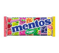 Mentos Rainbow 3 rouleaux de dragées à mâcher au goût de fruits 7 variétés 114g