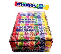 Mentos - Boîte de 40 Rouleaux Rainbow - Bonbons Tendres et Croquants, 7 Fruits Assortis - Fraise, Pomme, Orange, Raisin, Pastèque, Myrtille, Pamplemousse - Rouleaux Classiques à Partager