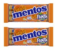 Mentos Roll of Fanta Orange Flavour Dragées Chew Sweets - 2 paquets de 3 roul...