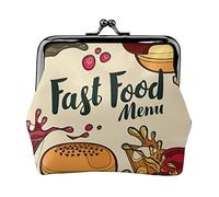Menu de Restauration Rapide dans Un Porte-Monnaie en Cuir pour Femme de Style rétro, Petite Pochette à Monnaie avec Fermoir à Fermeture à glissière et Portefeuille à Boucle pour Cadeau de Fille