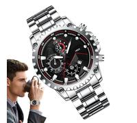 Menue de robe pour hommes - montre analogique de luxe, étui en acier inoxydable poli | Cadran haute visibilité, verre en saphir, résistant à l'eau 5ATM, montre d'affaires de profil mince, brac