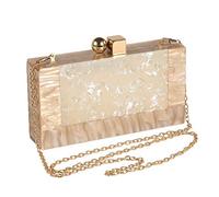 Menurra Pochette de soirée en acrylique à paillettes pour femme, sac à main pour mariage, cocktail, fête, bal de fin d'année, beige, 7.8"x4.1"x1.8"