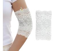 MENURSY PICC Line Manchon en dentelle - Élégant couvre-bras moyen, doux et respirant IV et protecteur de plâtre, joint en silicone antidérapant, 1 pièce, blanc, Large