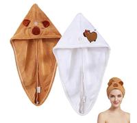 MENUY Capybara Lot de 2 serviettes en microfibre super absorbante, douce, anti-cris, pour femmes, fermeture avec bouton