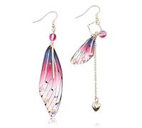 MenYiYDS 1 Paire Boucles d'oreilles Ailes de Papillon Résine Novelty Butterfly Wings Hanging Earrings Bridal Tassel Dangle Earrings Bridal Fancy Women's Accessories (Purple Gold Diamonds)