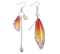 MenYiYDS 1 Paire Boucles d'oreilles Ailes de Papillon Résine Novelty Butterfly Wings Hanging Earrings Bridal Tassel Dangling Earrings Fancy Women's Accessories (Orange Gold Diamonds)