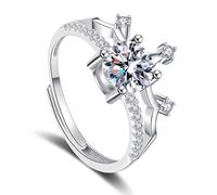 MenYiYDS 1 Pcs Bague Femme Couronne Princesse Diamant Acier Inoxydable, Bijoux Personnalisés, Ouverture Ajustable, Cadeau pour Femme, Argent