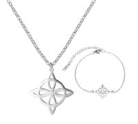 MenYiYDS- 2 Pcs Acier Inoxydable sorcière Noeud Celtique Collier de Sorcellerie Pendentif géométrique Femme Bijoux Vintage Noeud Celtique Collier Femme 925 Bijoux en Argent Sterling