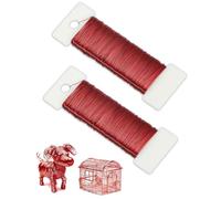 MenYiYDS 2 pièces Fil de Fer Souple Creatif Ø 0,35 mm Fil de Fer Fleuriste Argent Filin Metallique Fin pour DIY Fabrication Bijoux Bouquet Fleurs Enroulement Couronne Noël Décoration(Rouge : 100 m)