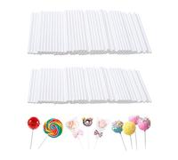 MenYiYDS 200 Pièces Bâtons de Sucette, 100 pièces 10 cm + 100 pièces 15 cm Bâtonnet Pop Cake, Bâtons Sucettes Cake Pop Sticks, sucette chocolat, pour Faire des Sucettes, des Gâteaux, Cupcake (Blanc)