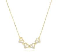MenYiYDS- Collier Femme Collier en Forme de Coeur à Quatre Feuilles, Un Collier trèfle à Quatre Feuilles Qui Peut Changer de Forme, Plein de Diamants et de Petits Coeurs(Golden)