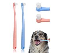 MenYiYDS Pièces brosses à dents pour chien et chat, mini brosse à dent, Mini tête souple,Portable, Facile à utiliser pour chiot, chaton, petit chien et chat, brosse à dent chat (bleu + rose)