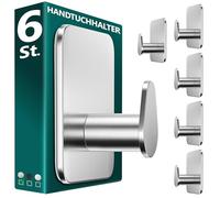 Menz Lot de 6 crochets adhésifs ovales sans perçage en acier inoxydable