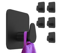 Menz Lot de 6 crochets adhésifs ovales sans perçage - Noirs