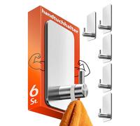Menz Lot de 6 crochets autocollants - En acier inoxydable - Extra solides - Imperméables - Porte-serviettes élégants sans perçage - Pour salle de bain, toilettes, cuisine