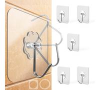 Menz Lot de 6 crochets autocollants transparents extra forts - Résistants aux intempéries - Crochets muraux autocollants - Pour plafond et mur - Polyvalent - Pour cuisine, salle de bain, décoration