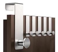 Menz Lot de 6 crochets de porte en acier inoxydable à suspendre, fixations solides, crochets polyvalents comme support flexible, patère en version ronde