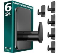 Menz Lot de 6 porte-serviettes sans perçage en acier inoxydable - Noir