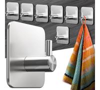 Menz Lot de 8 porte-serviettes sans perçage - En acier inoxydable - Crochets adhésifs fonctionnels - Pour salle de bain, cuisine - Avec pastilles adhésives imperméables