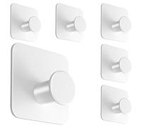 Menz MZ Lot de 6 crochets adhésifs pour salle de bain et cuisine - Blanc