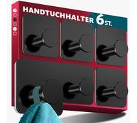 Menz MZ Lot de 6 crochets adhésifs pour salle de bain et cuisine - Noir