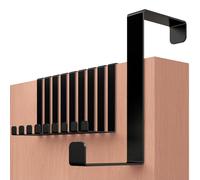 Menz Porte-manteau pour porte, set de 10 - crochet porte noir, 4,1-4,6 cm x 8 cm - attache universelle, support résistant