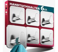 Menz Porte-serviettes sans perçage en acier inoxydable, lot de 6 - Porte-serviettes de salle de bain imperméables, crochets adhésifs ovales pour la salle de bain, crochets autocollants comme