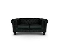 Menzzo A6052 Contemporain Canapé 2 Places Bois Noir 80 x 157 x 72 cm
