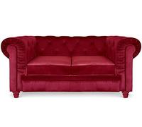 Menzzo A605V2 Contemporain Canapé 2 Places Bois/Velours Rouge 80 x 157 x 72 cm