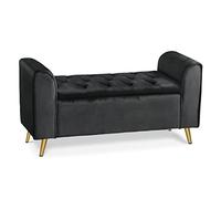 Menzzo Banc Coffre Winnie Velours Noir Pieds Or