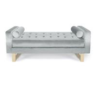 Menzzo Banquette capitonnée Shell Velours argent – Structure métal doré, 2 places confortable