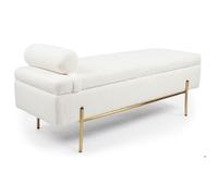 MENZZO Banquette-coffre moderne Hepburn L140cm Tissu bouclette Blanc