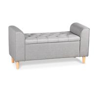 Menzzo Banquette Coffre Winnie Gris Clair - Siège d’appoint Multifonction avec Rangement, Design Moderne pour Salon, entrée ou Chambre