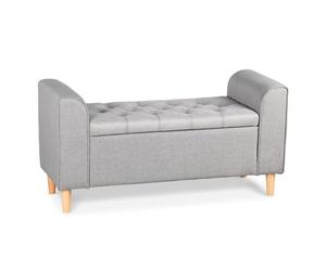 Menzzo Banquette Coffre Winnie Gris Clair - Siège d’appoint Multifonction avec Rangement, Design Moderne pour Salon, entrée ou Chambre - L114 x P43 x H58 cm
