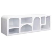 Menzzo Buffet Bas NAVALOR 160 cm - Design Arches Style Troglodyte - Blanc texturé - Meuble TV/Rangement Moderne