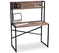 Menzzo Bureau Buzelin avec étagère style industriel L100 x P50 cm Chêne