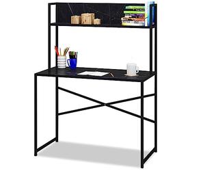 Menzzo Bureau avec étagère Style Industriel Buzelin L100xP50cm Noir