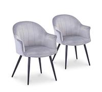 Menzzo c985silver Lot de 2 Fauteuils Williams Velours Argent Taille Unique