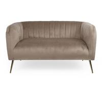 Menzzo Canapé 2 Places BomBARO - Velours Taupe & Pieds Métal Doré - Style Moderne, Confortable et Élégant pour Salon, Chambre ou Bureau