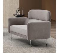 Menzzo Canapé 2 Places DAMIGAL Haut Dossier L142 cm Tissu Gris Taupe - Design Moderne Confortable - Canapé Compact Élégant pour Salon Contemporain