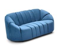 Menzzo Canapé 2 Places Design Sidonie - Velours Bleu Luxe, Canapé Droit Confortable, Style Moderne pour Salon et Séjour