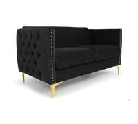 MENZZO Canapé 2 places Joshua Velours Noir -L145 x P70 x H74 cm
