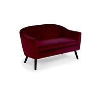Menzzo Canapé 2 Places Savoy en Velours côtelé Bordeaux - Canapé scandinave Confortable - L129 x P73 x H79 cm