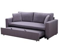 Menzzo Canapé 3 places convertible Saphir tissu gris clair L190×P83×H90 cm - couchage 120×162 cm