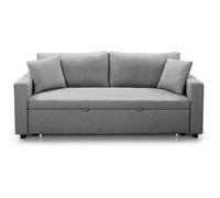 MENZZO Canapé 3 places Convertible Saphir Tissu Gris Clair -L190 x P83 x H90 cmSurface de couchage : 120 x 162 cm